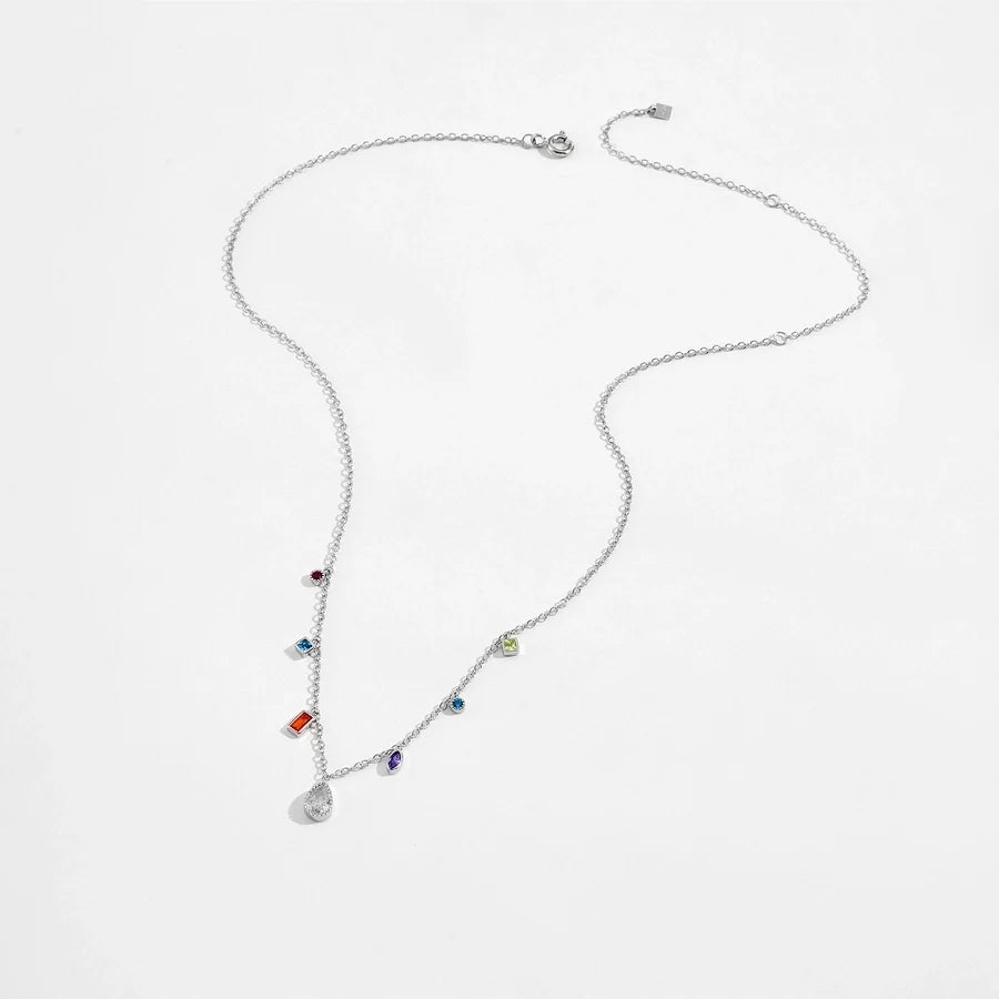 925 Sterling Silber Zirkon Kabelkette Wassertröpfchen Anhänger Necklace | Shop Nory