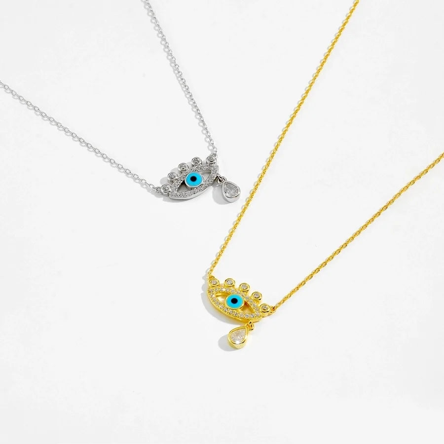 925 Sterling Silber Zirkon Kabelkette Teufelsauge Anhänger Necklace | Shop Nory