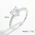 Weißgoldplattierte 925 Sterlingsilber Zirkon Herzform Ringe 925 Sterlingsilber Ringe | Shop Nory