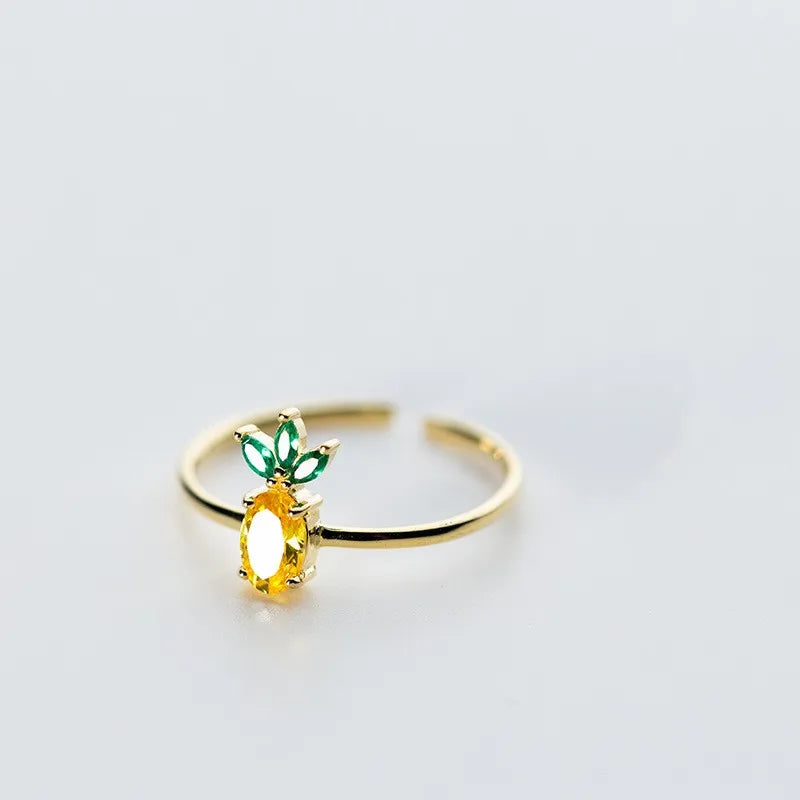 Naran S925 Silber-Halskette Frischer kleiner Ananas-Anhänger Elegante goldene Frucht Schlüsselbein-Kette D4383 | Shop Nory