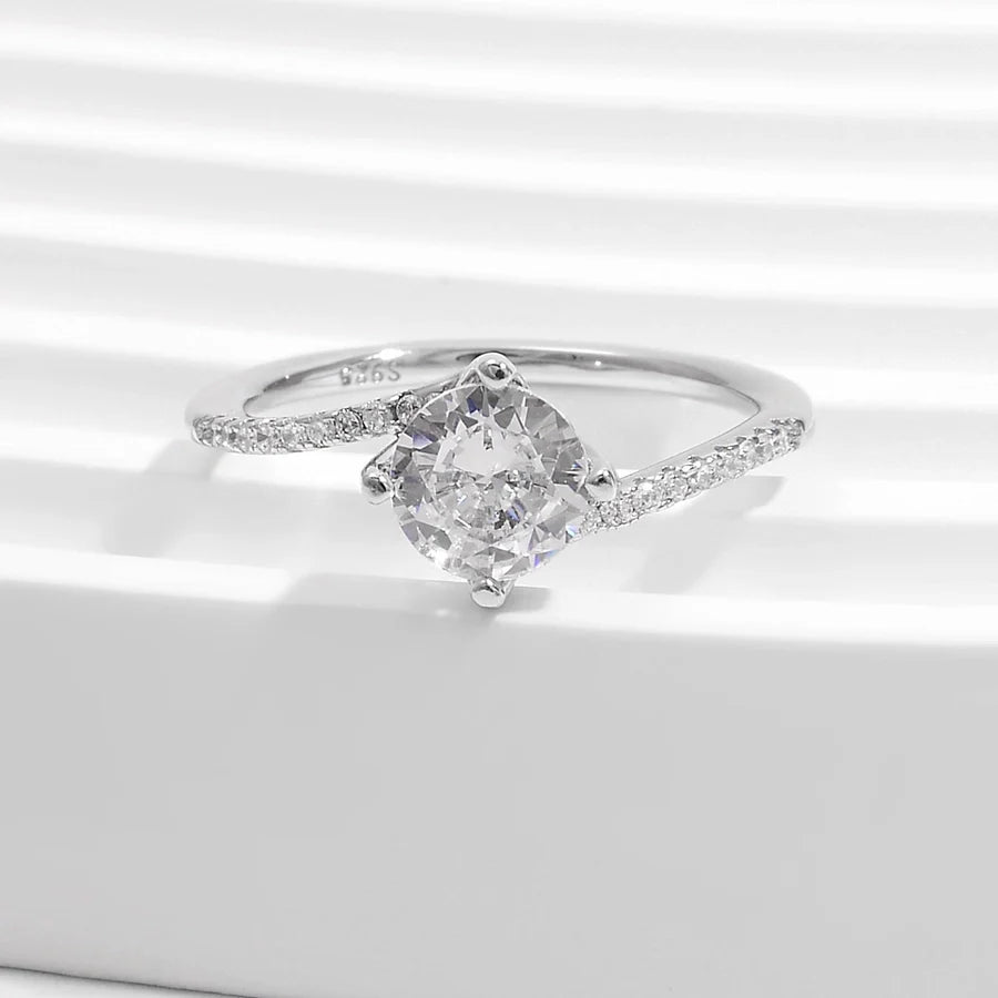 Weißgold plattiert 925 Sterling Silber Zirkon quadratische Herzform Ringe 925 Sterling Silber Ringe | Shop Nory