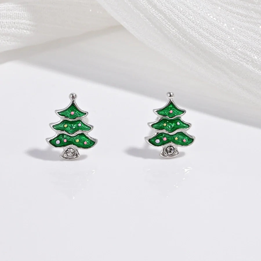 1 Paar 22K goldplattiert rhodiumbeschichtet 925 Sterling Silber Zirkon 925 Sterling Silber Ohrringe Weihnachtsbaum Weihnachtsmütze Obst Ohrstecker | Shop Nory
