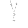 Star Moon Sterlingsilber 925 Halskette Sonder-Interessendesign Leicht Luxus Zirkon Achtzackiger Stern Schlüsselbein-Kette Quastenanhänger | Shop Nory
