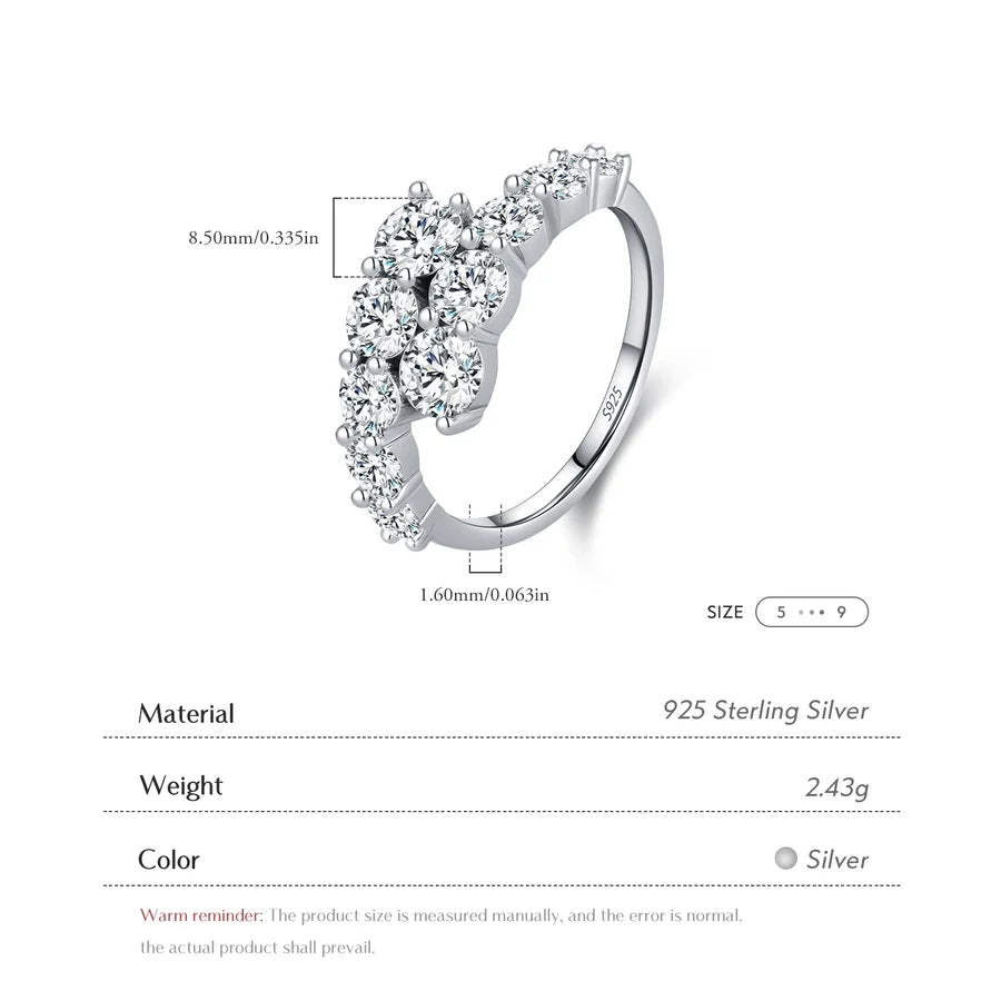 Rhodinbeschichtete 925 Sterling Silber Zirkon Geometrische Ringe 925 Sterling Silber Ringe | Shop Nory