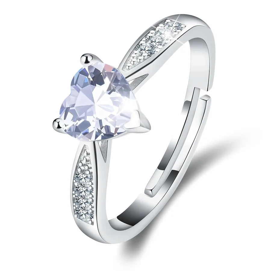 925 Sterling Silber Moissanit Herzform Offene Ringe 925 Sterling Silber Ringe | Shop Nory