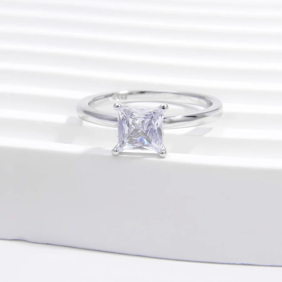 Weißgold plattiert 925 Sterling Silber Zirkon quadratische Herzform Ringe 925 Sterling Silber Ringe | Shop Nory