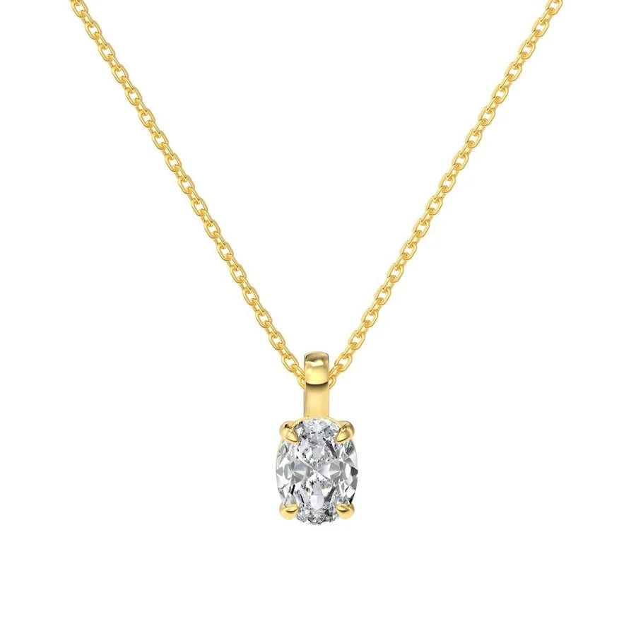 925 Sterling Silver Zircon Kabelkette Beschichtung Geometrische Anhänger Halskette | Shop Nory