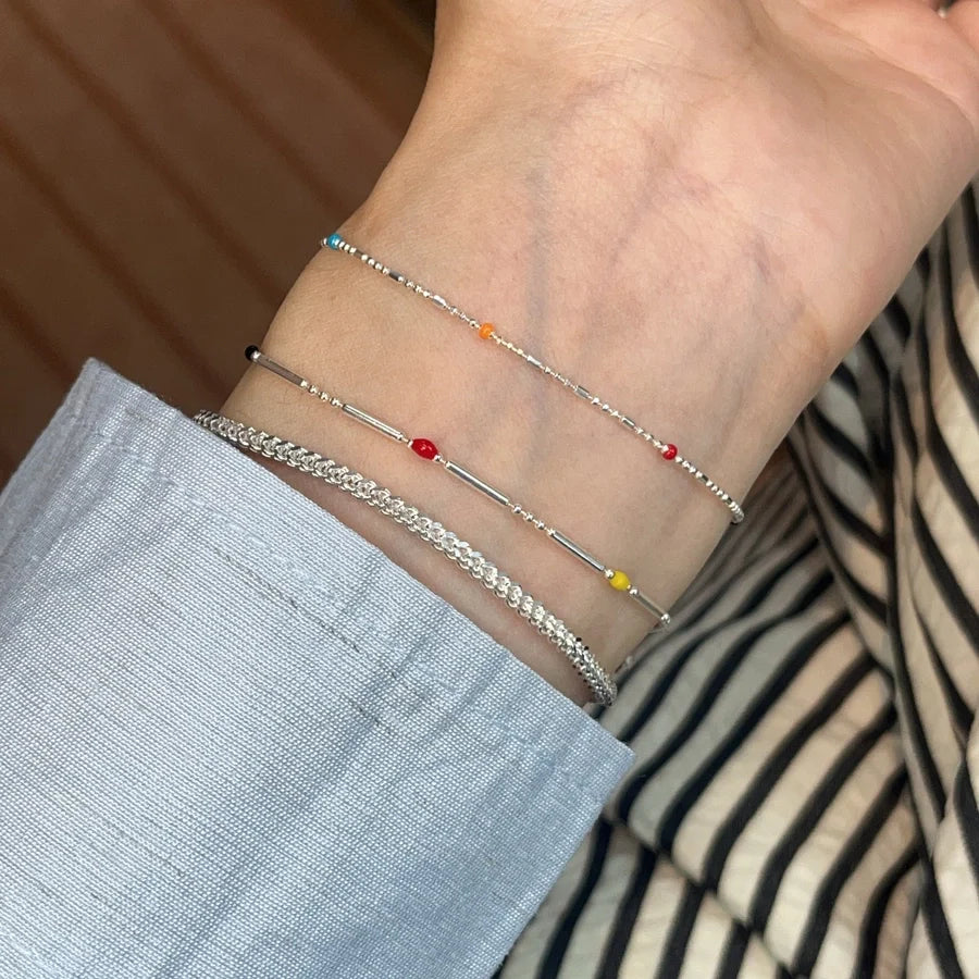 925 Sterling Silber Perlenkette Schlangenkette Armbänder Eleganter Einfacher Stil | Shop Nory