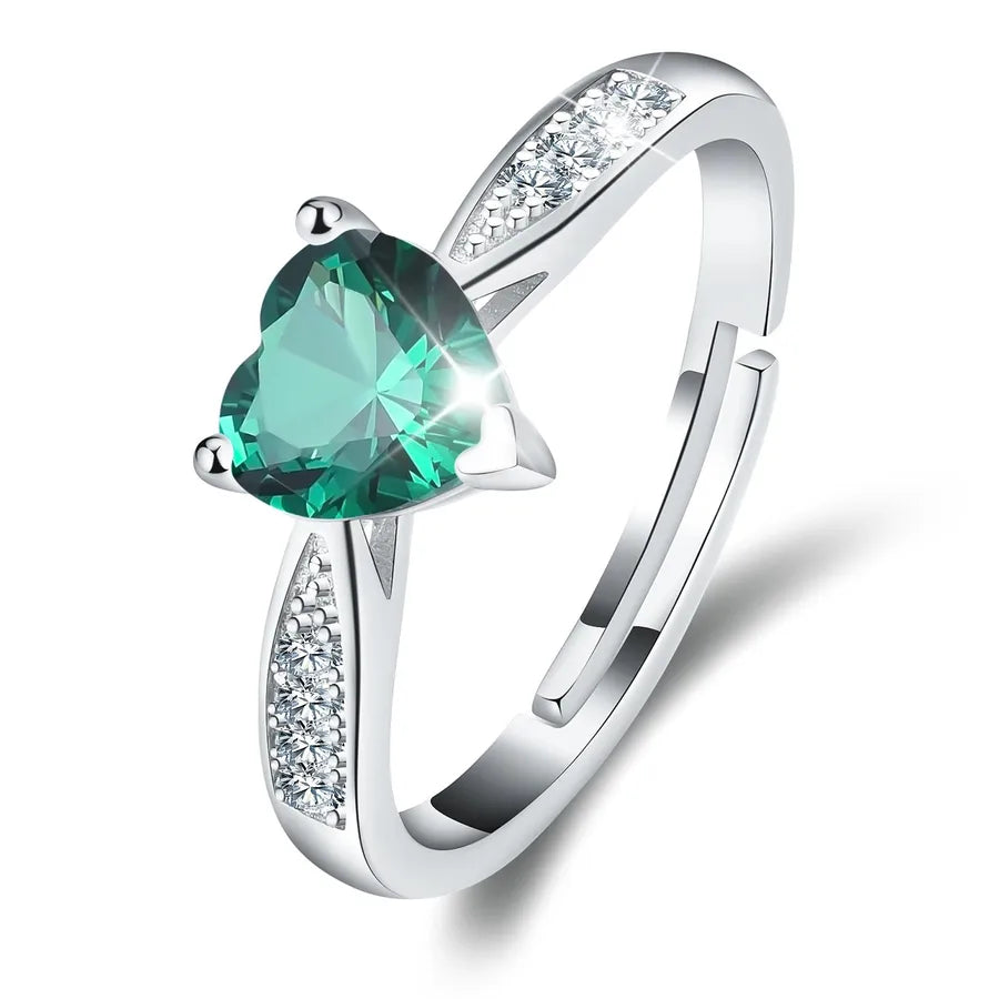 925 Sterling Silber Moissanit Herzform Offene Ringe 925 Sterling Silber Ringe | Shop Nory