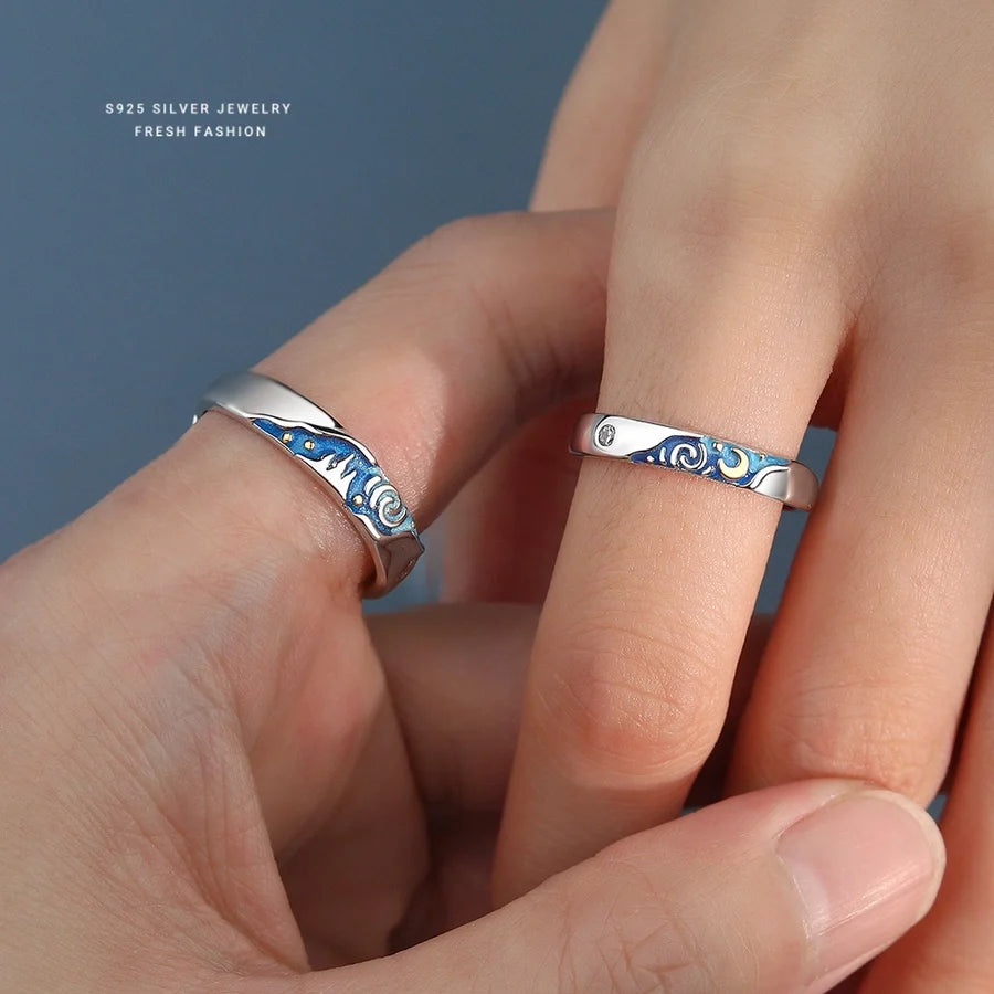 925 Sterling Silver Zircon Van Gogh Verstellbarer Ring 925 Sterling Silver Ringe | Shop Nory