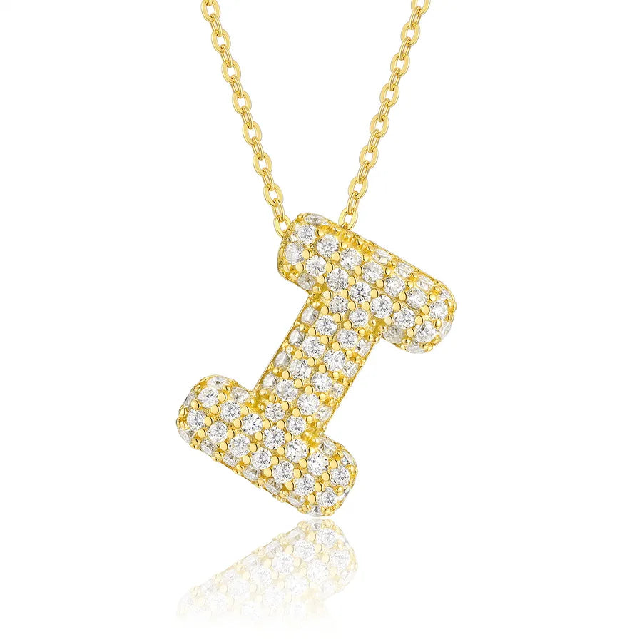 925 Sterling Silver Moissanite Kabelkette Buchstaben Anhänger Halskette | Shop Nory