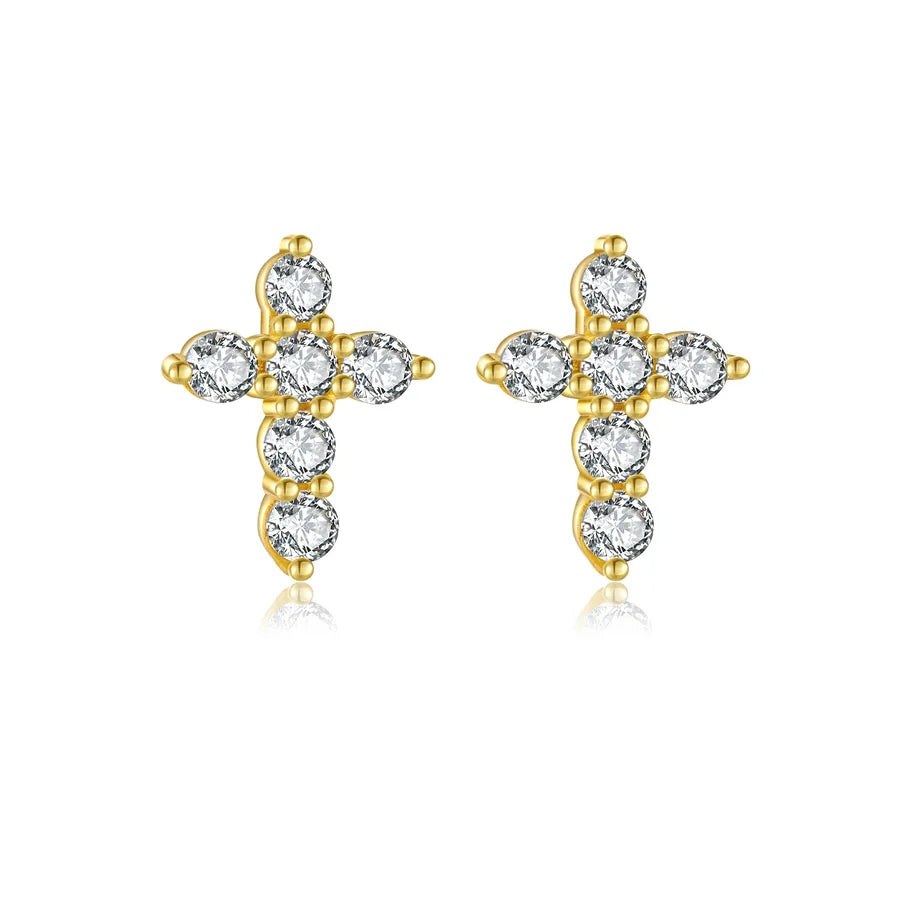 1 Paar 18K vergoldet Weißgold plattiert 925 Sterlingsilber Zirkon 925 Sterlingsilber Ohrringe Geometrische Ohrstecker | Shop Nory