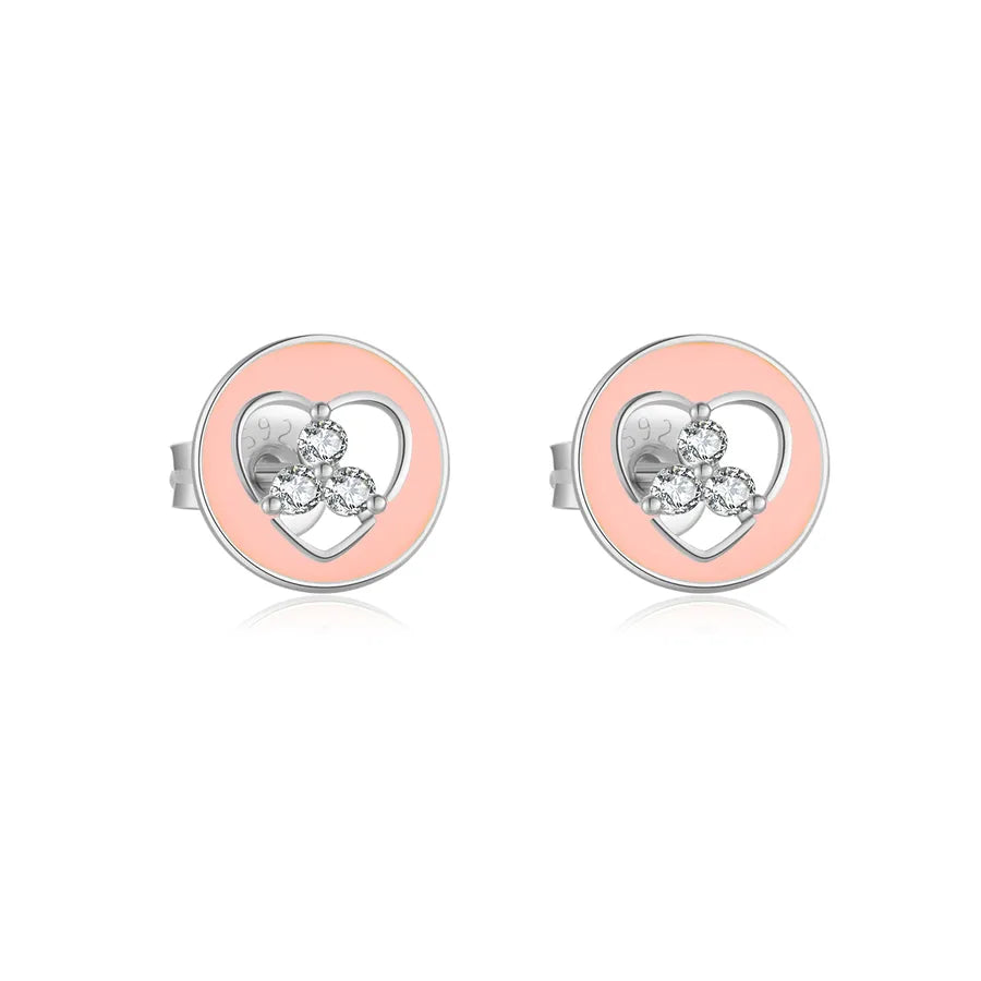 1 Paar 18K Vergoldet Weißgold Plattiert 925 Sterling Silber Zirkon 925 Sterling Silber Ohrringe Geometrisch Vierblättriges Kleeblatt Herzform Studs | Shop Nory