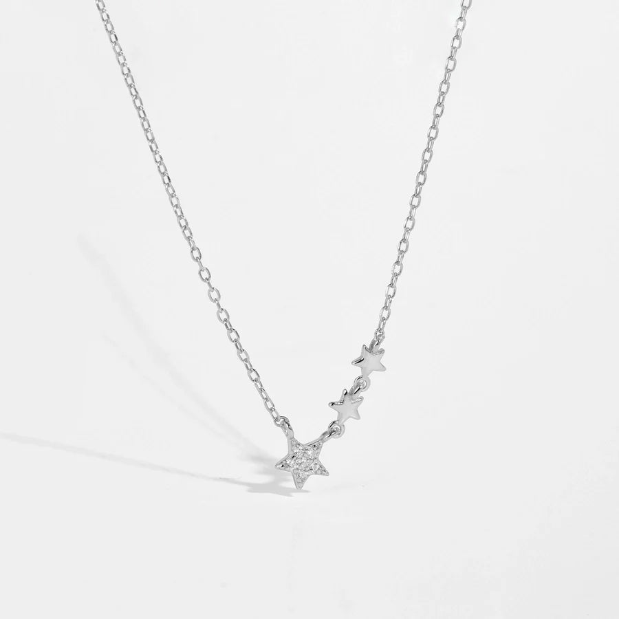 925 Sterling Silber Zirkon Kabelkette Stern Mond Anhänger Halskette | Shop Nory