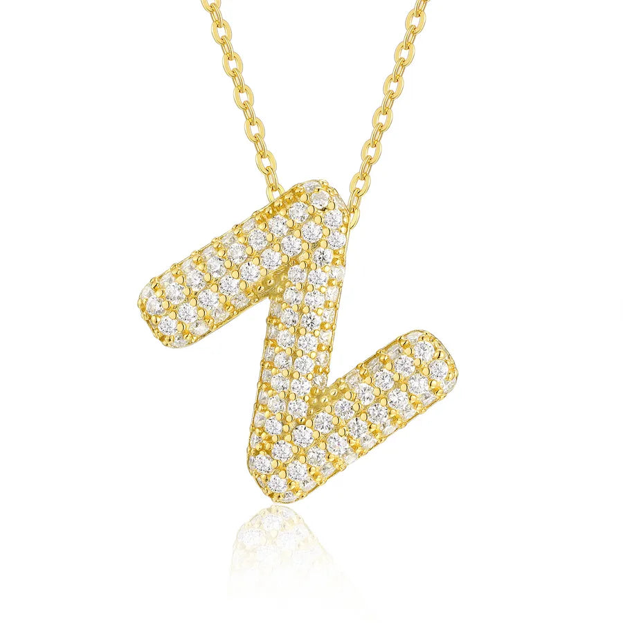 925 Sterling Silver Moissanite Kabelkette Buchstaben Anhänger Halskette | Shop Nory