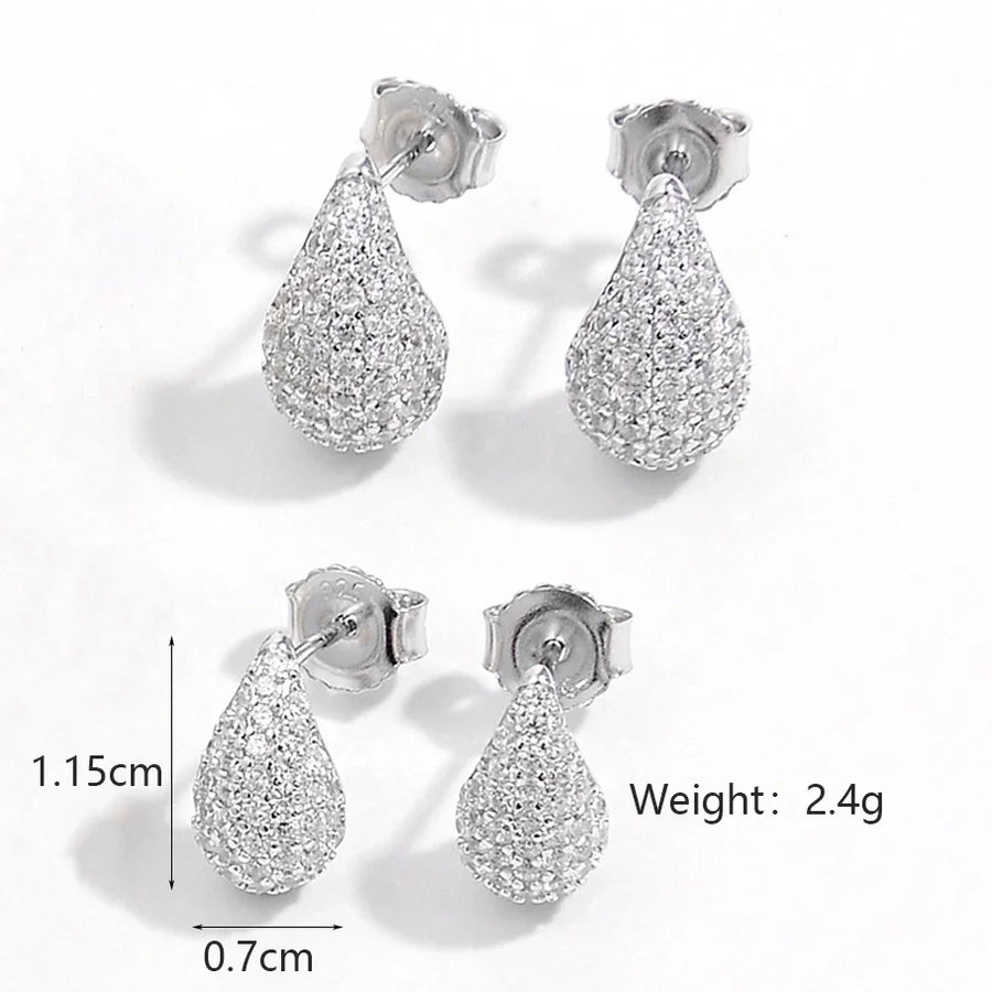 1 Paar 925 Sterling Silber Zirkon 925 Sterling Silber Ohrringe Wassertropfen Ohrstecker | Shop Nory