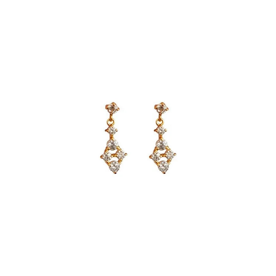 1 Paar 18K vergoldete 925 Sterling Silber Zirkon 925 Sterling Silber Ohrringe geometrische Tropfenohrringe | Shop Nory