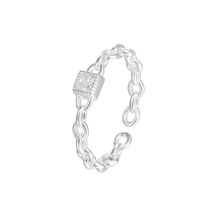 925 Sterling Silver Zirkon quadratische Herzform offene Ringe 925 Sterling Silver Ringe | Shop Nory