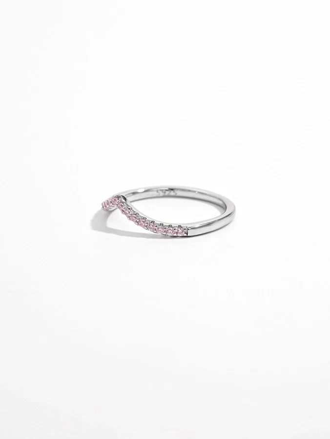 Weißgoldbeschichtete 925 Sterling Silber Zirkon V-Form Ringe 925 Sterling Silber Ringe | Shop Nory