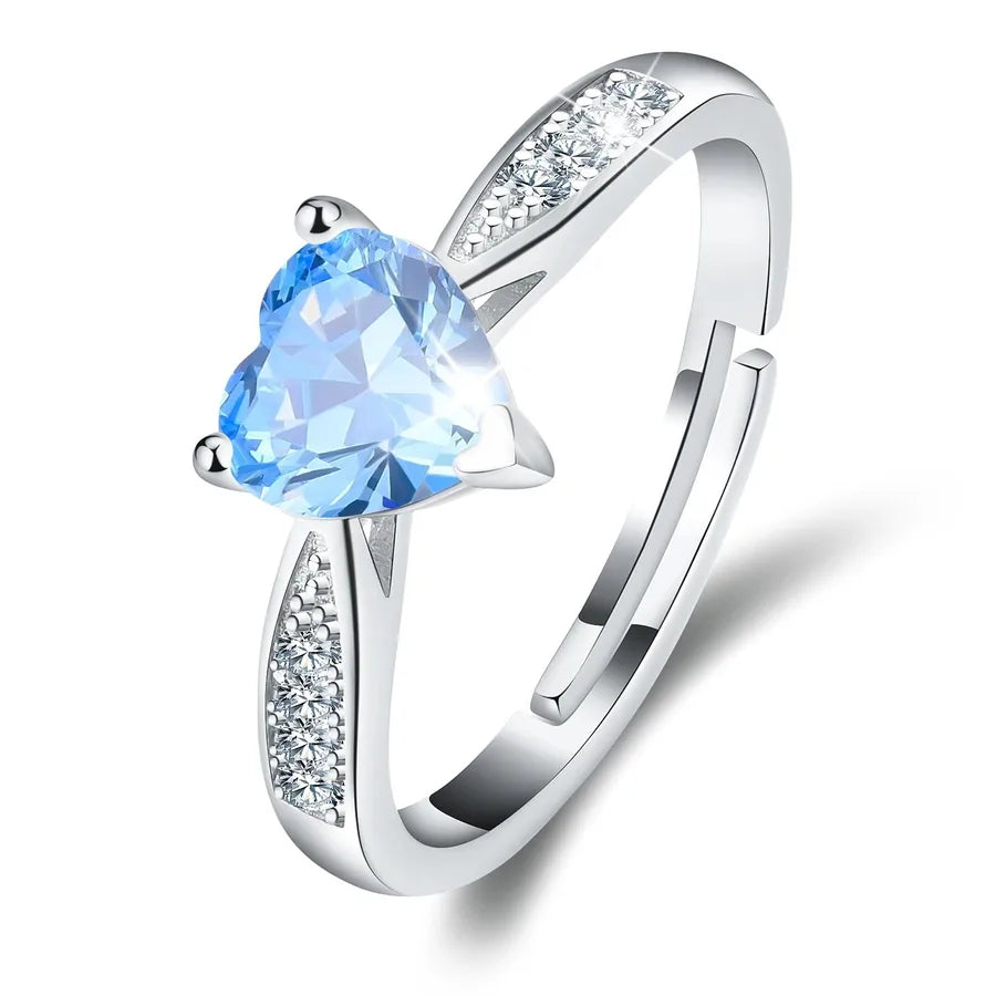 925 Sterling Silber Moissanit Herzform Offene Ringe 925 Sterling Silber Ringe | Shop Nory