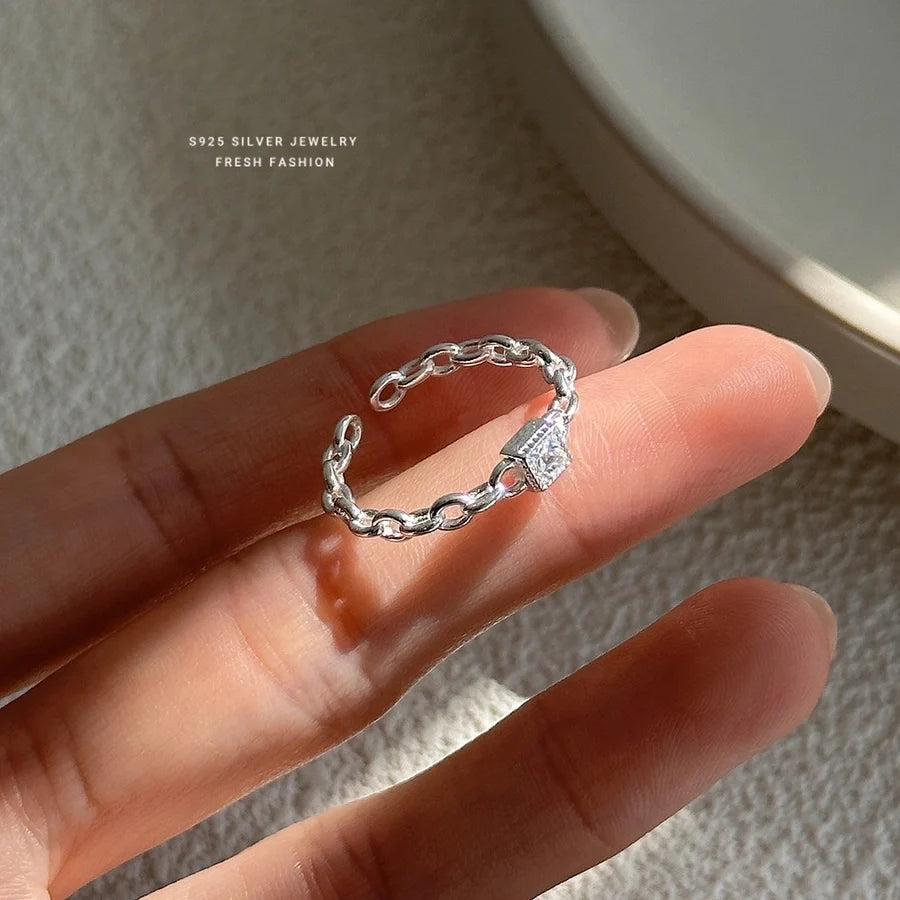 925 Sterling Silver Zirkon quadratische Herzform offene Ringe 925 Sterling Silver Ringe | Shop Nory