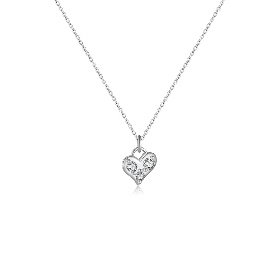 925 Sterling Silver Zirkon Kabelkette Herzform Anhänger Halskette | Shop Nory