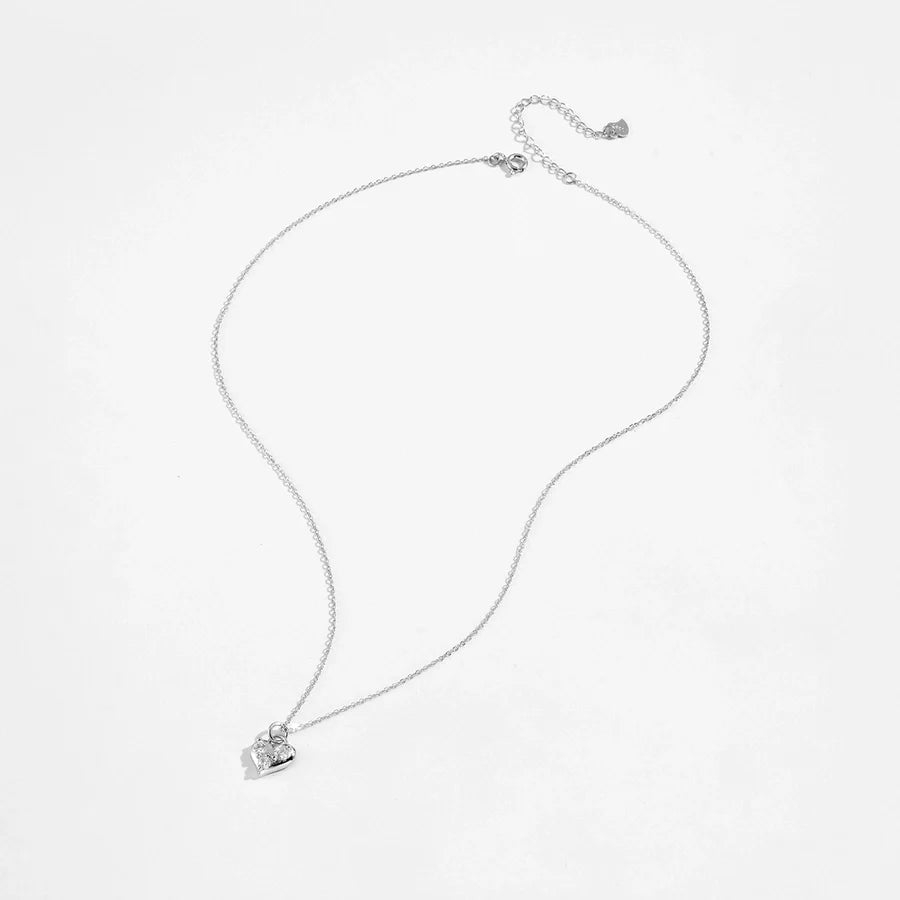 925 Sterling Silver Zirkon Kabelkette Herzform Anhänger Halskette | Shop Nory