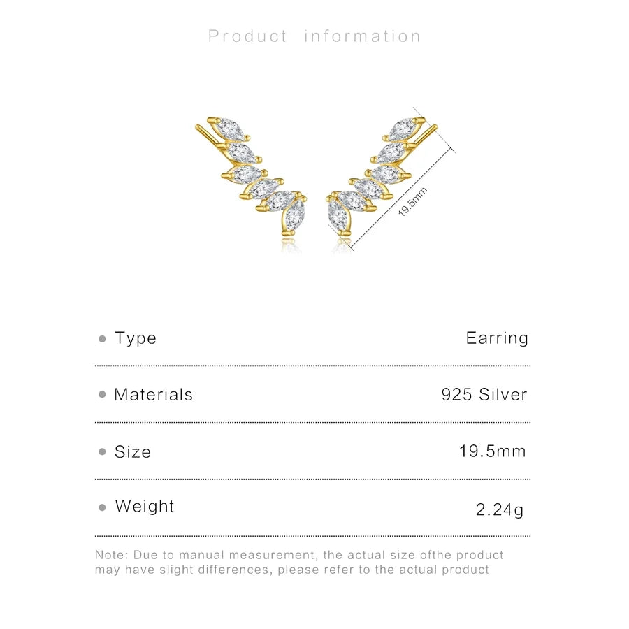 1 Paar 18K Goldbeschichtete Weißgoldbeschichtete 925 Sterling Silber Zirkon 925 Sterling Silber Ohrringe Geometrische Ohrstecker | Shop Nory
