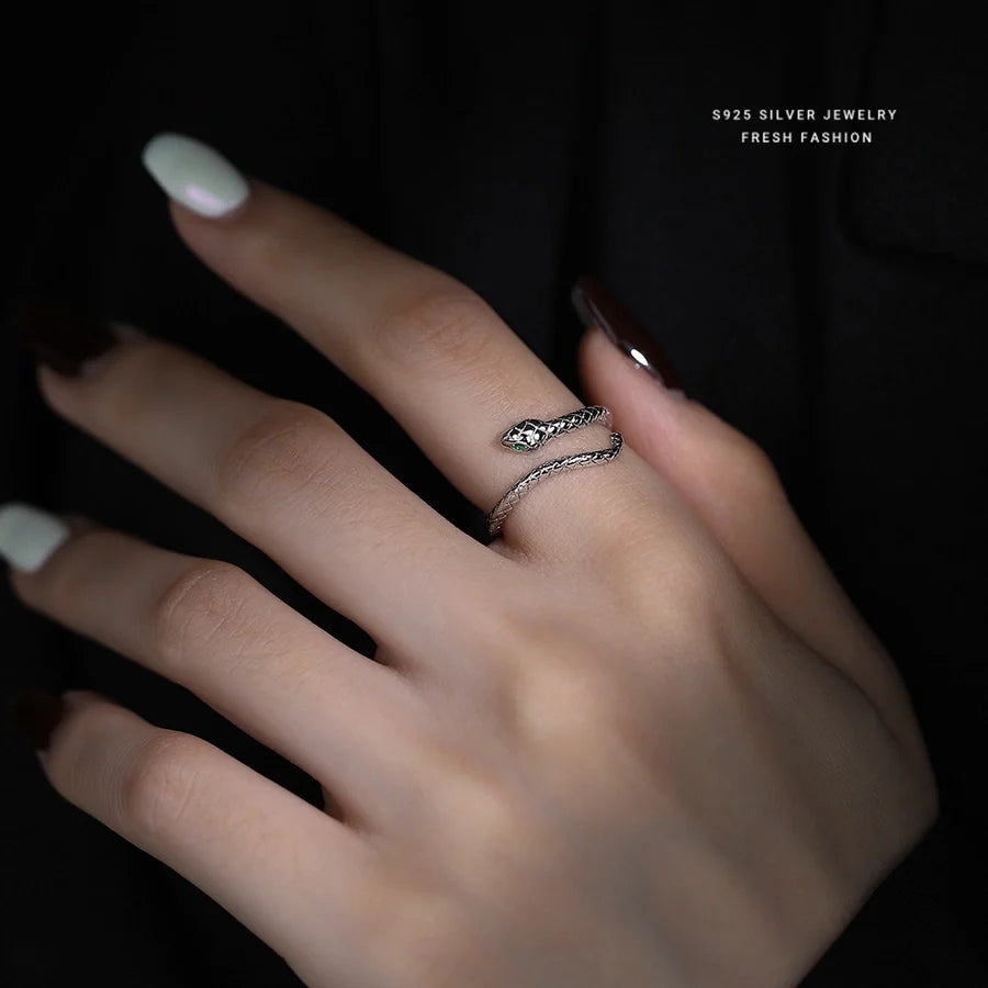925 Sterling Silver Zirkon Schlange Offene Ringe 925 Sterling Silver Ringe | Shop Nory