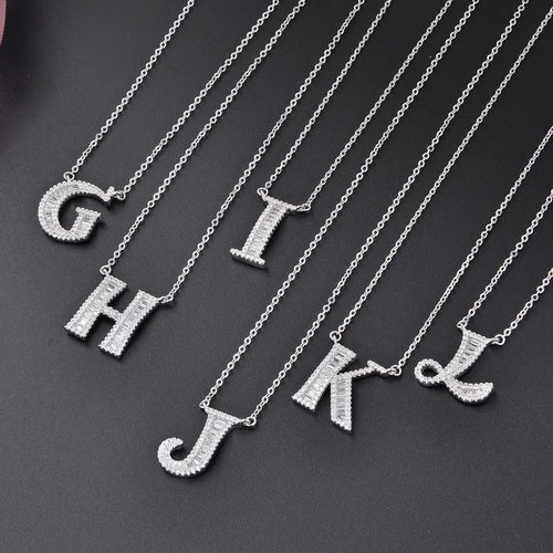 925 Sterling Silber Zirkon Kabelkette Einlage Buchstaben Anhänger Halskette | Shop Nory