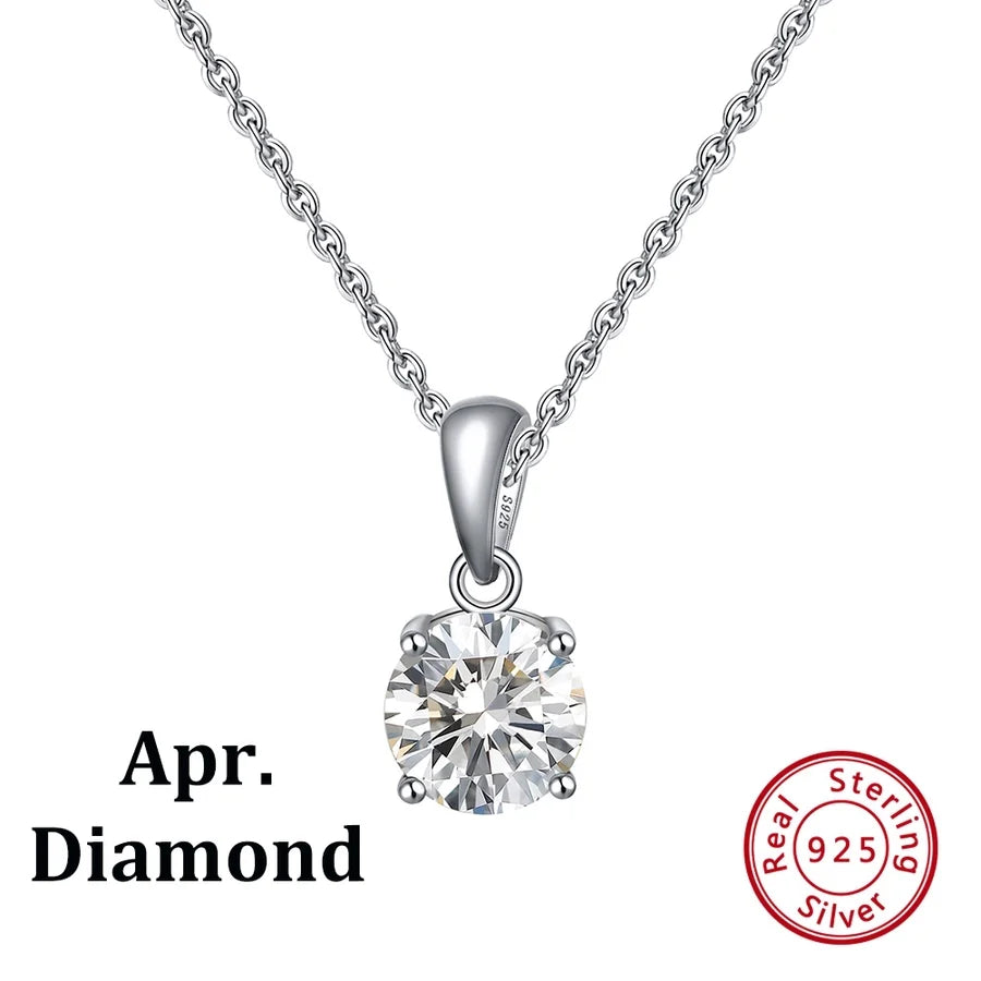 925 Sterling Silber Überzogene Kabelkette Runde Herzform Geburtstagsstein Halskette | Shop Nory