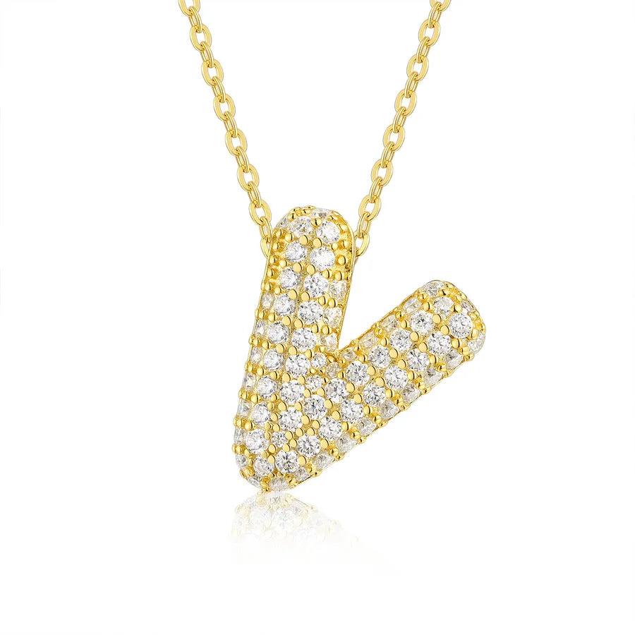 925 Sterling Silver Moissanite Kabelkette Buchstaben Anhänger Halskette | Shop Nory