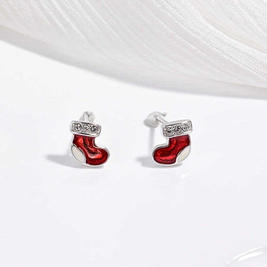 1 Paar 22K goldplattiert rhodiumbeschichtet 925 Sterling Silber Zirkon 925 Sterling Silber Ohrringe Weihnachtsbaum Weihnachtsmütze Obst Ohrstecker | Shop Nory