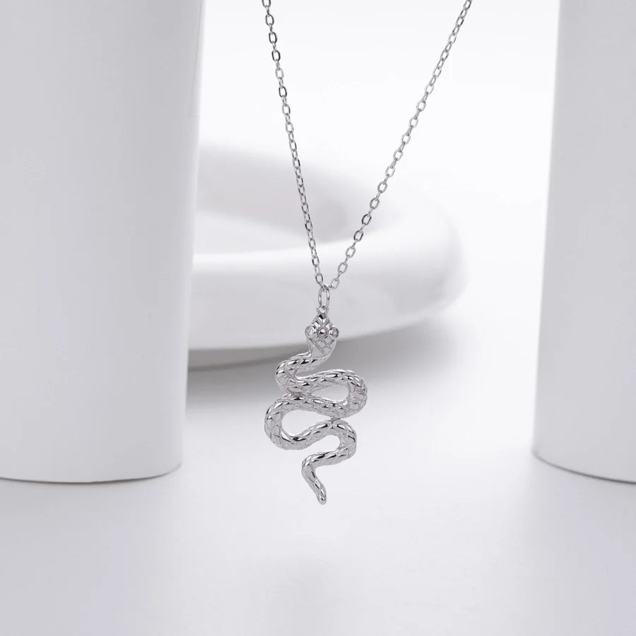 925 Sterlingsilber Zirkon Kabelkette Einlage Schlangenanhänger Halskette | Shop Nory