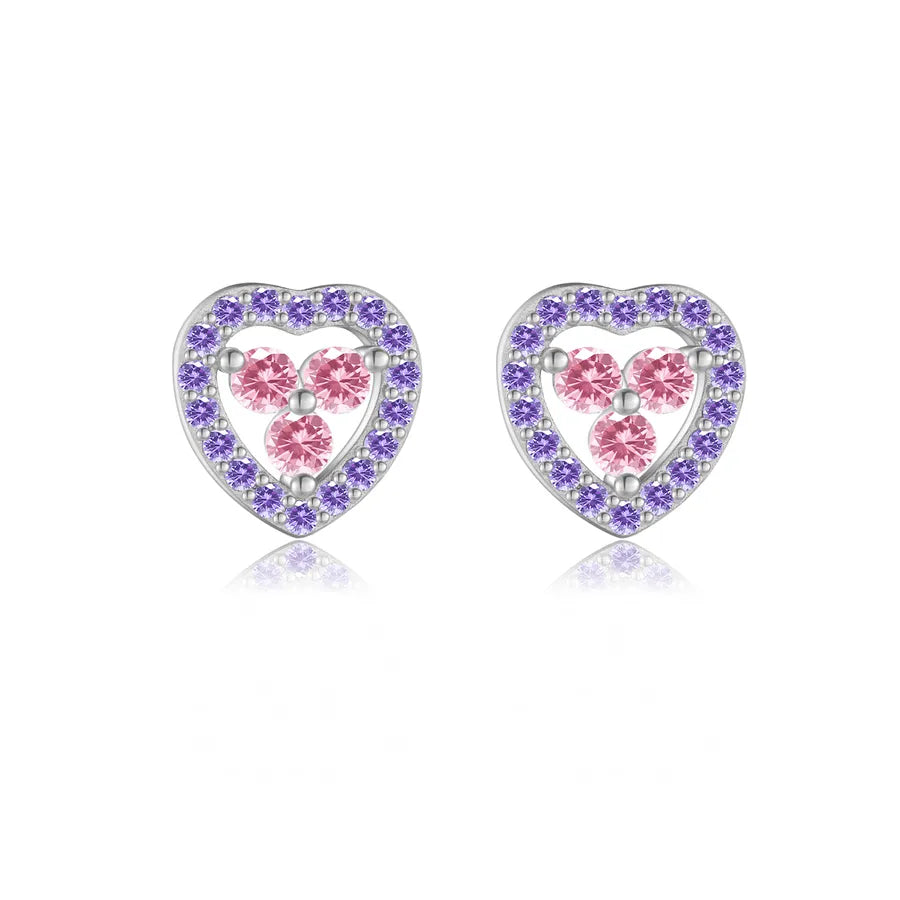 1 Paar 18K Vergoldet Weißgold Plattiert 925 Sterling Silber Zirkon 925 Sterling Silber Ohrringe Geometrisch Vierblättriges Kleeblatt Herzform Studs | Shop Nory