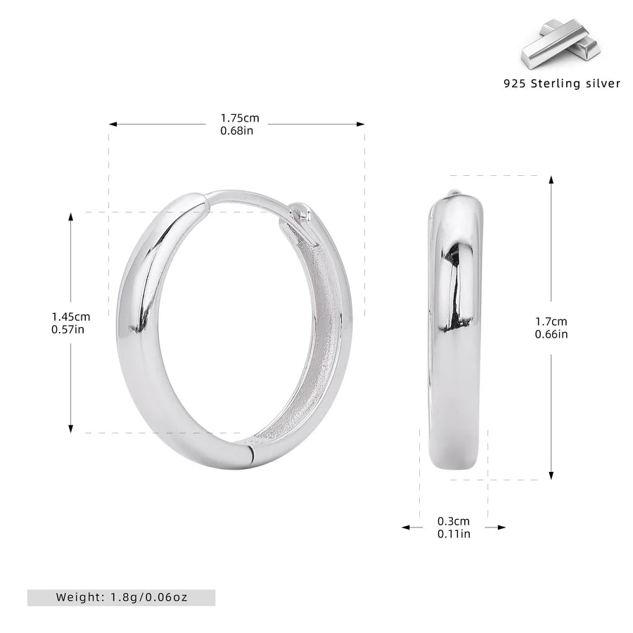 1 Paar 18K Goldplattierte Weißgoldplattierte Rhodiumplattierte 925 Sterling Silber 925 Sterling Silber 925 Sterling Silber Ohrringe Kreisohrringe | Shop Nory