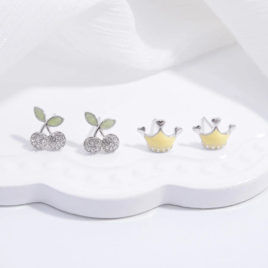 1 Paar 22K vergoldete rhodinierte 925 Sterling Silber Zirkon 925 Sterling Silber Ohrringe Pinguin Kirschkrone Ohrstecker | Shop Nory