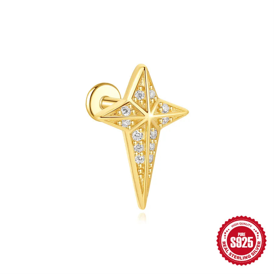 1 Stück 925 Sterling Silber Zirkon 925 Sterling Silber Ohrringe Geometrische Teufelsauge Ohrstecker | Shop Nory