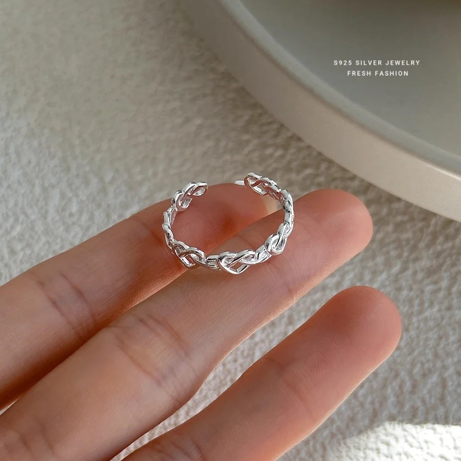 925 Sterling Silver Zirkon quadratische Herzform offene Ringe 925 Sterling Silver Ringe | Shop Nory