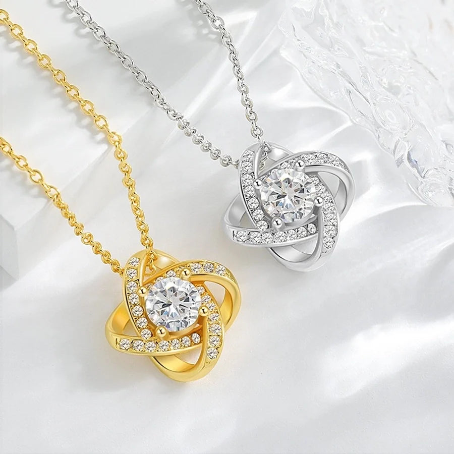 925 Sterling Silber Zirkon Kabelkette Vierblättriger Kleeblatt Anhänger Halskette | Shop Nory