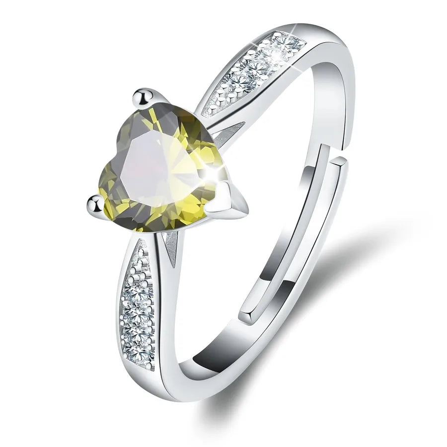 925 Sterling Silber Moissanit Herzform Offene Ringe 925 Sterling Silber Ringe | Shop Nory