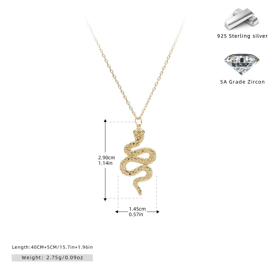 925 Sterlingsilber Zirkon Kabelkette Einlage Schlangenanhänger Halskette | Shop Nory