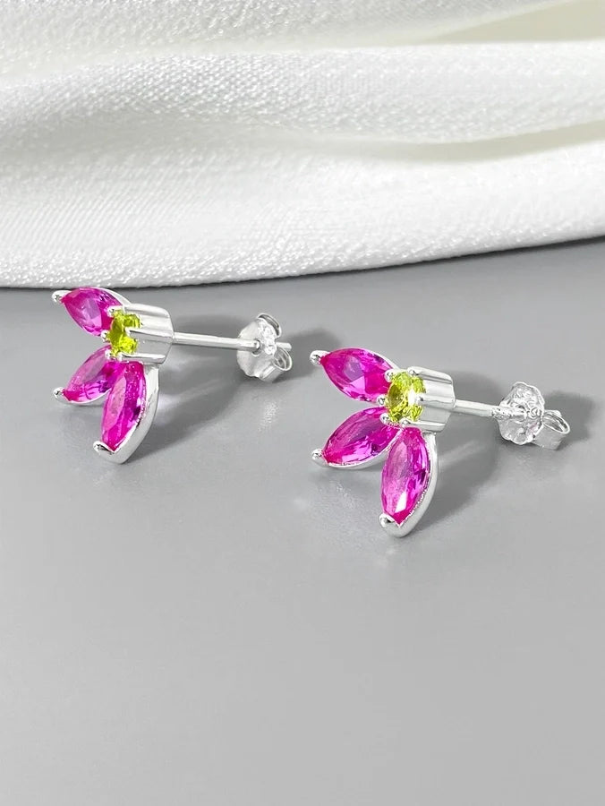 1 Paar Silberfarben 925 Sterlingsilber Zirkon 925 Sterlingsilber Ohrringe Blüten Ohrstecker | Shop Nory