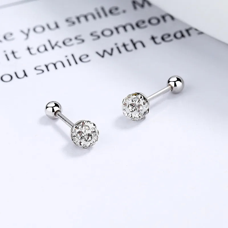 1 Paar 925 Sterling Silber 925 Sterling Silber Ohrringe Runde Schraubverschlüsse Kleine Steckerohrringe | Shop Nory