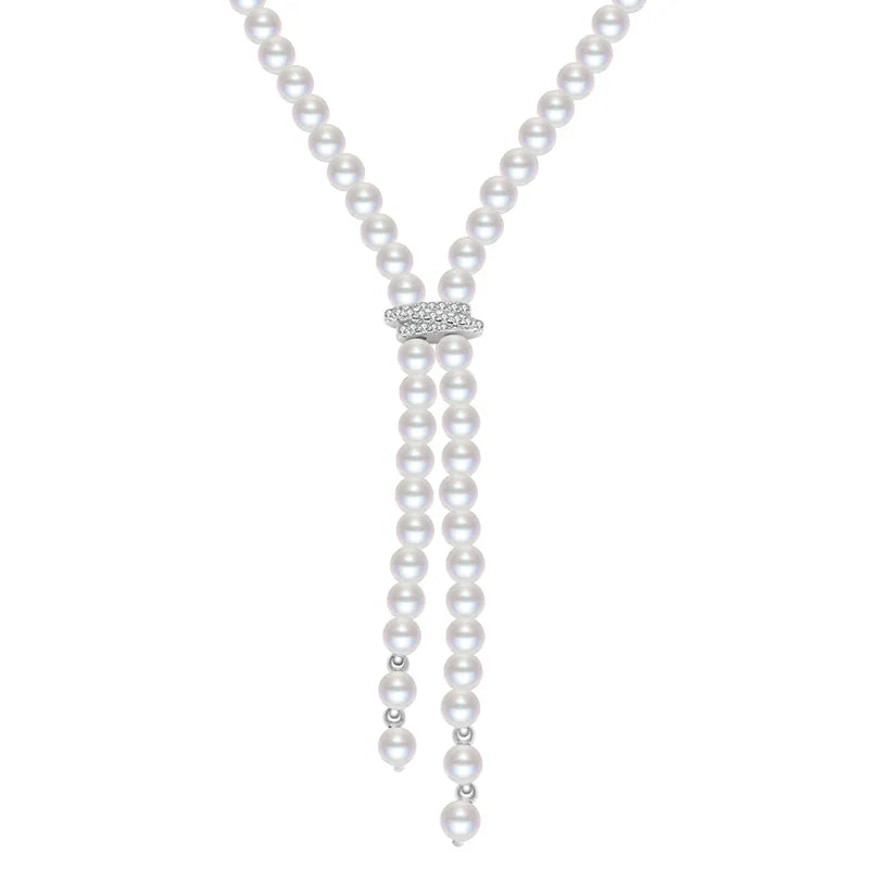 925 Sterling Silber Langlebig Vergoldete Perle Zirkon String Perlen Perlen Geometrische Halskette | Shop Nory