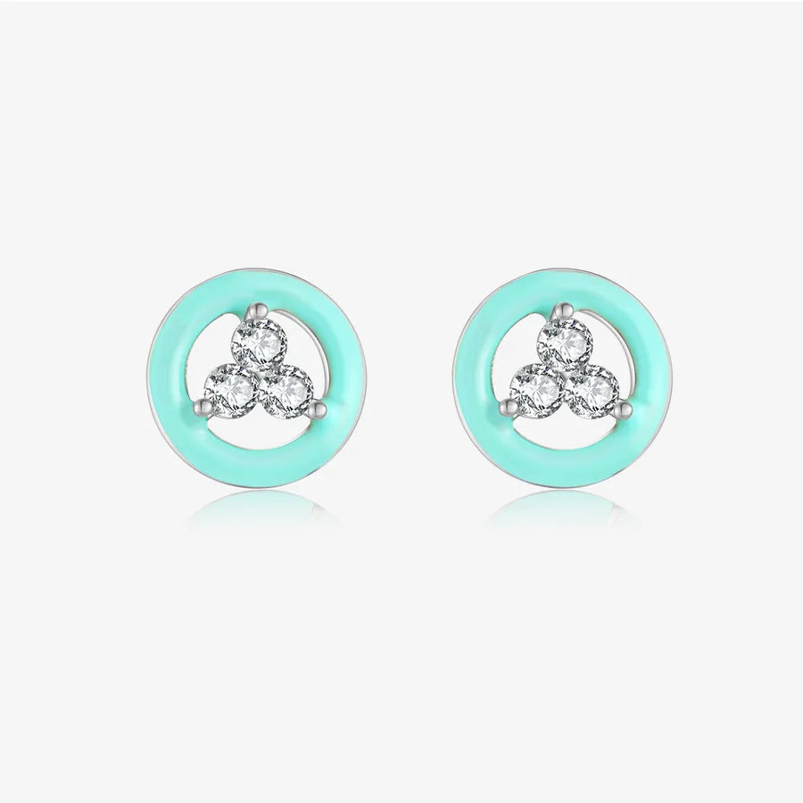 1 Paar 18K Vergoldet Weißgold Plattiert 925 Sterling Silber Zirkon 925 Sterling Silber Ohrringe Geometrisch Vierblättriges Kleeblatt Herzform Studs | Shop Nory