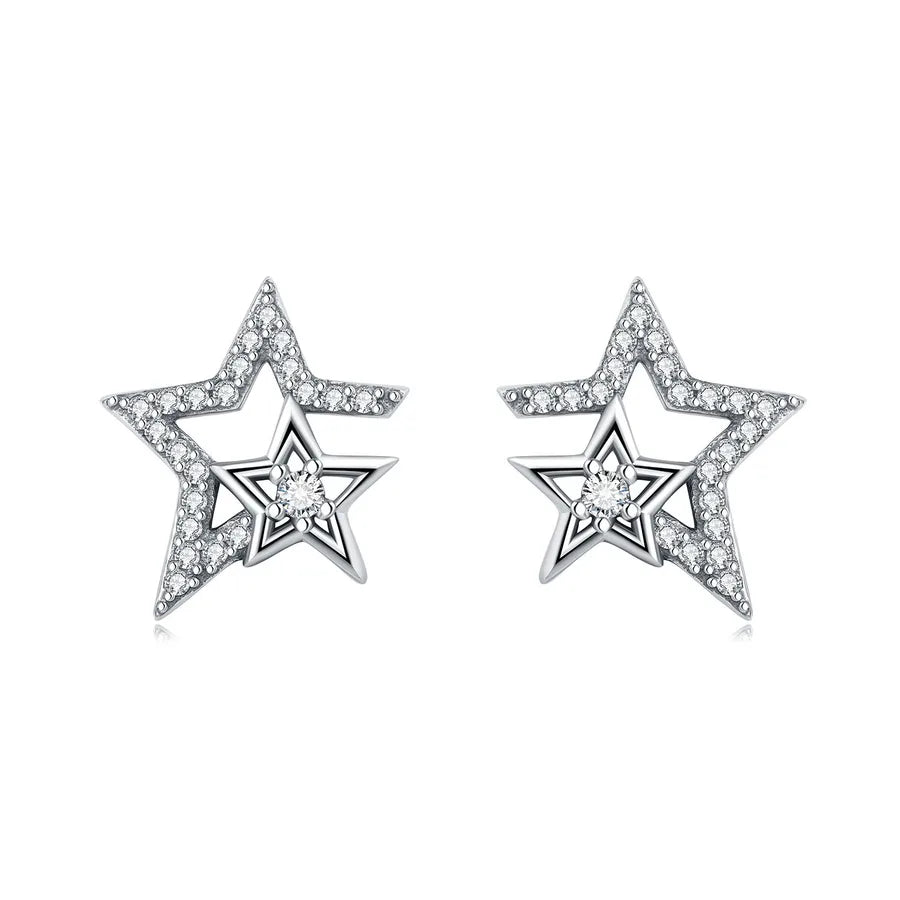 1 Paar 925 Sterling Silber Zirkon 925 Sterling Silber Ohrringe Stern Mond Herzform Ohrstecker | Shop Nory
