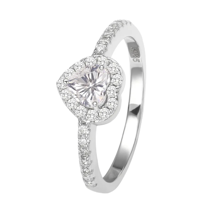 18K vergoldete Weißgold 925 Sterling Silber Zirkon Herzform Ringe 925 Sterling Silber Ringe | Shop Nory