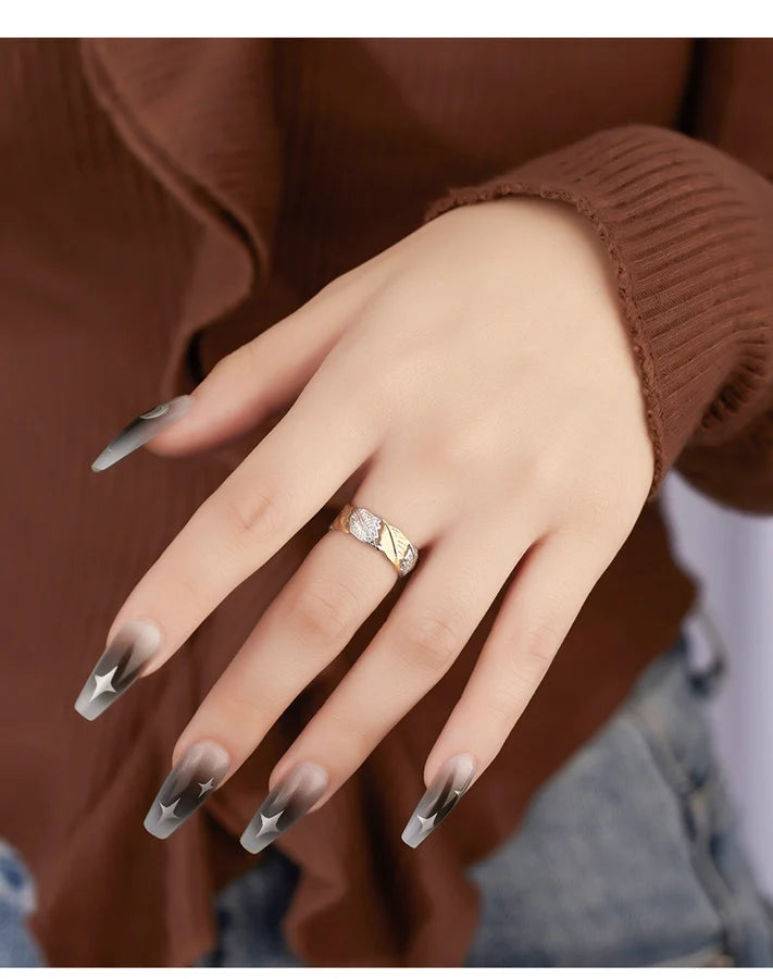 18K Gold Plated Weißgold Plated 925 Sterling Silber Zirkon Unregelmäßige Blätter Offene Ringe 925 Sterling Silber Ringe | Shop Nory