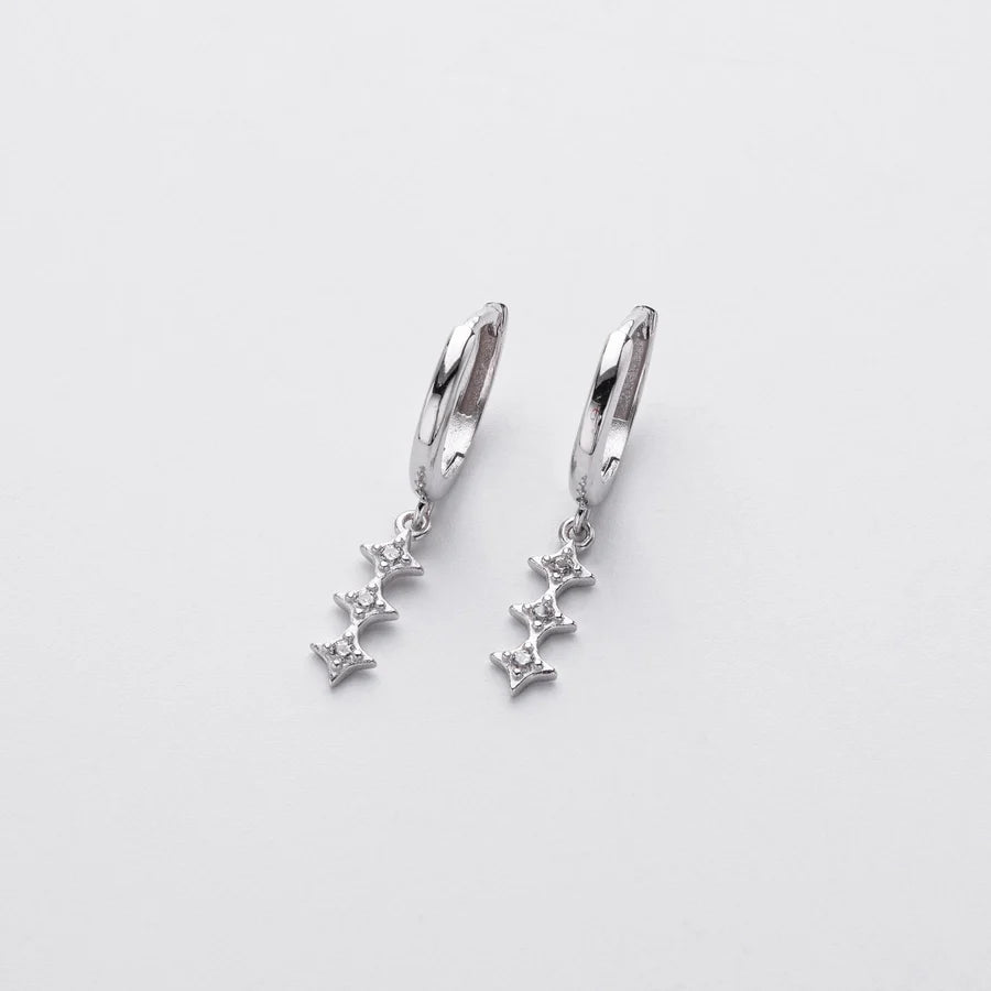 1 Paar 18K Gold Plattiert Weiß Gold Plattiert Rhodium Plattiert 925 Sterling Silber Zirkon 925 Sterling Silber Ohrringe Geometrische Tropf Ohrringe | Shop Nory